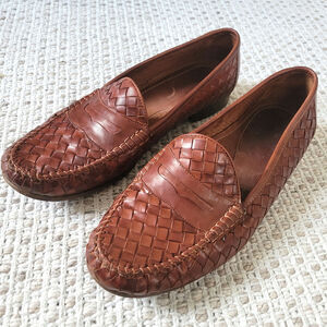 Allen Edmonds Independence Collection Sarasota 9.5 D Brown Leather Weave Loafer